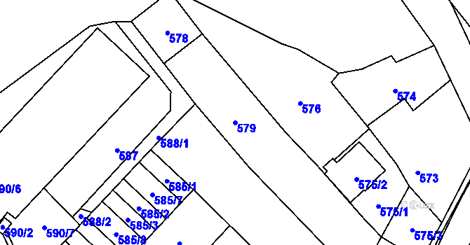 Parcela st. 579 v KÚ Loštice, Katastrální mapa