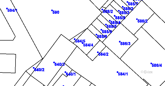 Parcela st. 584/4 v KÚ Loštice, Katastrální mapa