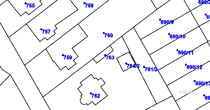 Parcela st. 763 v KÚ Loštice, Katastrální mapa