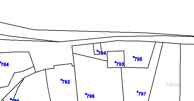 Parcela st. 794 v KÚ Loštice, Katastrální mapa