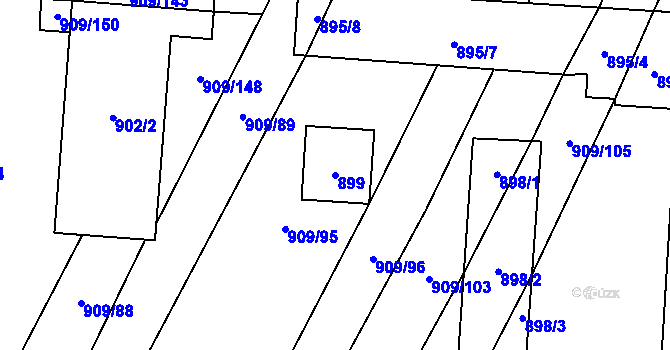 Parcela st. 899 v KÚ Loštice, Katastrální mapa
