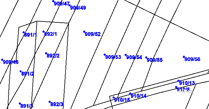 Parcela st. 909/53 v KÚ Loštice, Katastrální mapa