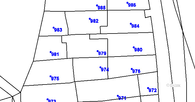 Parcela st. 979 v KÚ Loštice, Katastrální mapa
