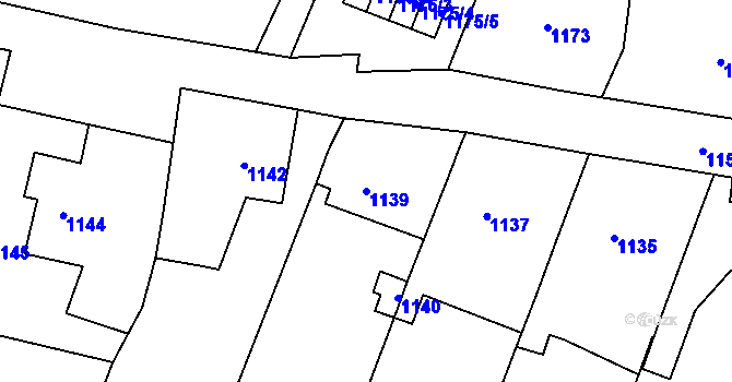 Parcela st. 1139 v KÚ Loštice, Katastrální mapa