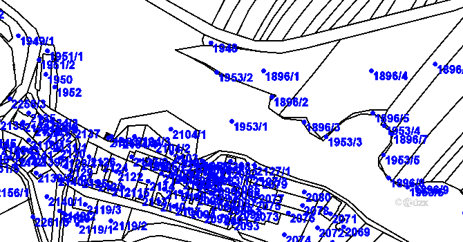 Parcela st. 1953/1 v KÚ Loštice, Katastrální mapa