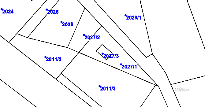 Parcela st. 2027/3 v KÚ Loštice, Katastrální mapa
