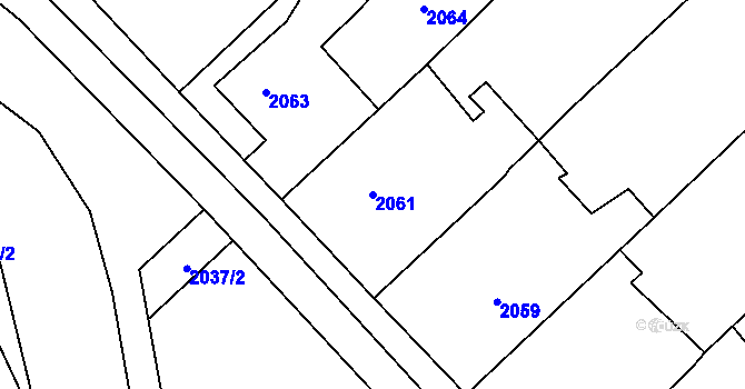 Parcela st. 2061 v KÚ Loštice, Katastrální mapa