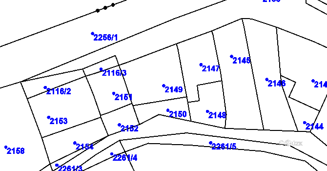Parcela st. 2149 v KÚ Loštice, Katastrální mapa