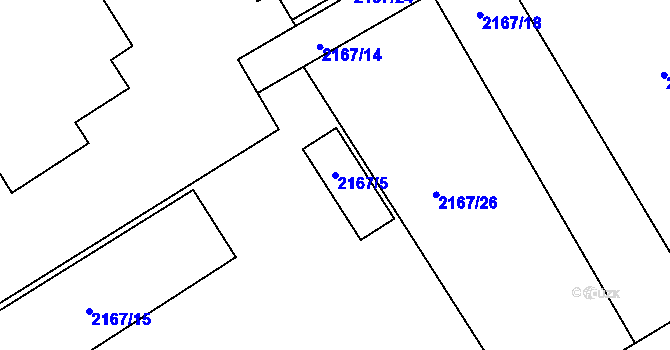 Parcela st. 2167/5 v KÚ Loštice, Katastrální mapa