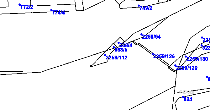 Parcela st. 2259/112 v KÚ Loštice, Katastrální mapa
