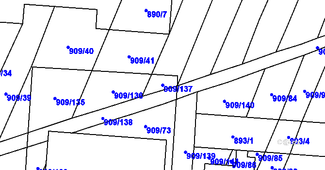 Parcela st. 909/137 v KÚ Loštice, Katastrální mapa