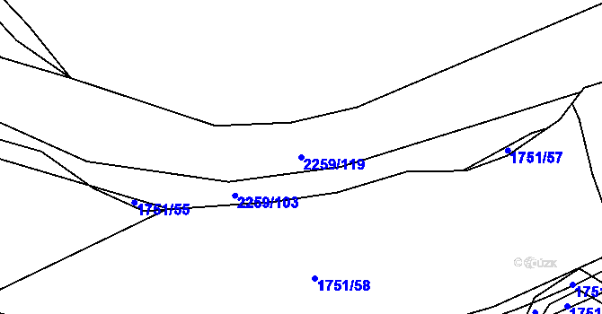 Parcela st. 2259/119 v KÚ Loštice, Katastrální mapa
