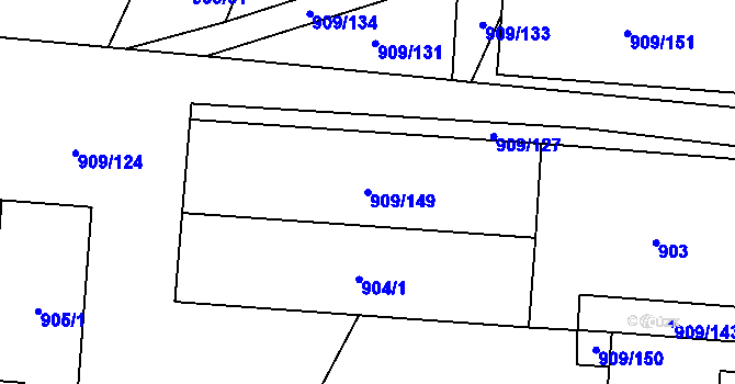 Parcela st. 909/149 v KÚ Loštice, Katastrální mapa