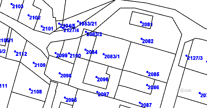 Parcela st. 2083/1 v KÚ Loštice, Katastrální mapa