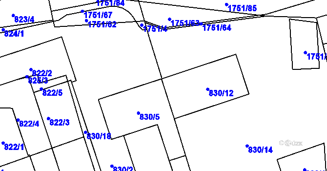 Parcela st. 830/13 v KÚ Loštice, Katastrální mapa