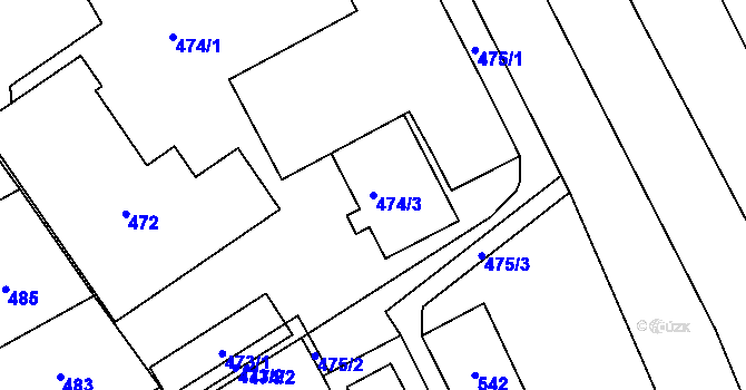 Parcela st. 474/3 v KÚ Loštice, Katastrální mapa