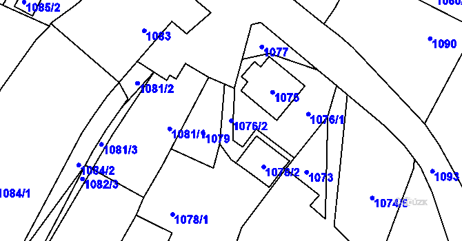 Parcela st. 1076/2 v KÚ Loštice, Katastrální mapa