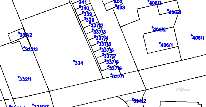 Parcela st. 337/7 v KÚ Loštice, Katastrální mapa