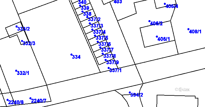 Parcela st. 337/8 v KÚ Loštice, Katastrální mapa