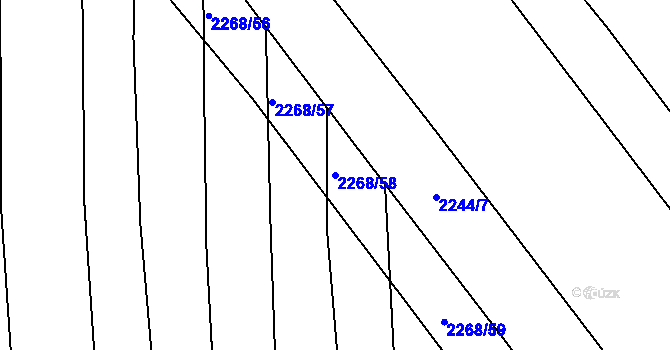 Parcela st. 2268/58 v KÚ Loštice, Katastrální mapa