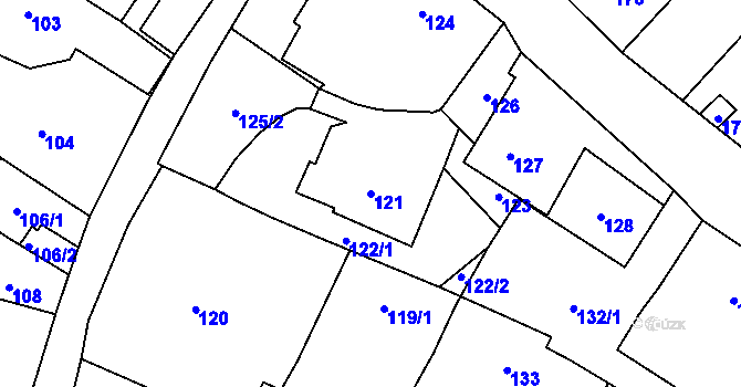 Parcela st. 121 v KÚ Žádlovice, Katastrální mapa