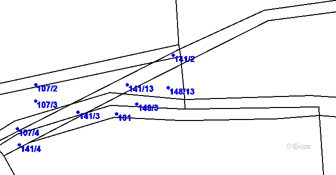 Parcela st. 148/13 v KÚ Lotouš, Katastrální mapa