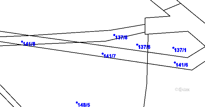 Parcela st. 141/7 v KÚ Lotouš, Katastrální mapa