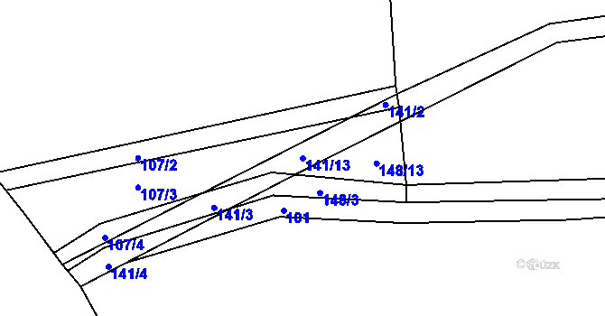 Parcela st. 141/13 v KÚ Lotouš, Katastrální mapa