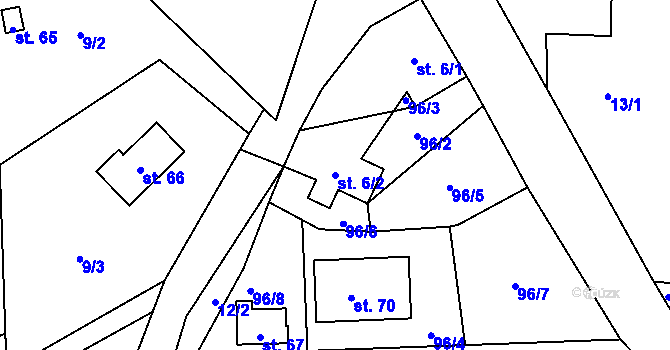Parcela st. 6/2 v KÚ Lotouš, Katastrální mapa