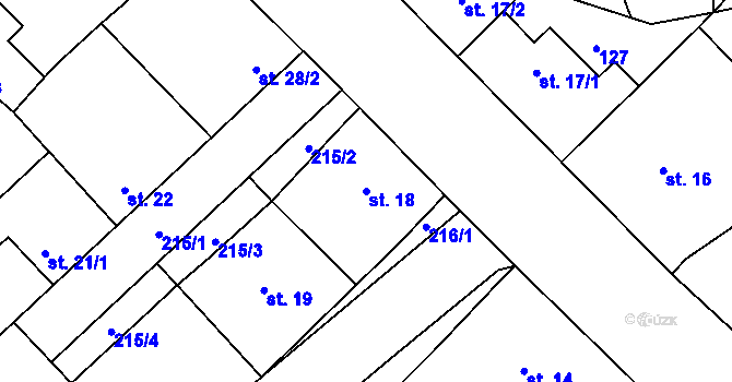 Parcela st. 18 v KÚ Lotouš, Katastrální mapa