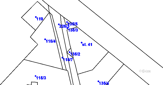 Parcela st. 41 v KÚ Lotouš, Katastrální mapa
