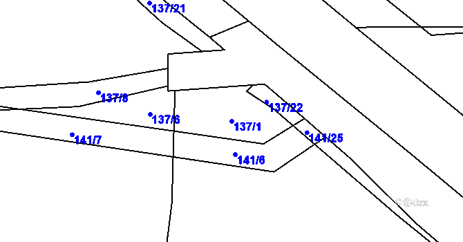 Parcela st. 137/1 v KÚ Lotouš, Katastrální mapa