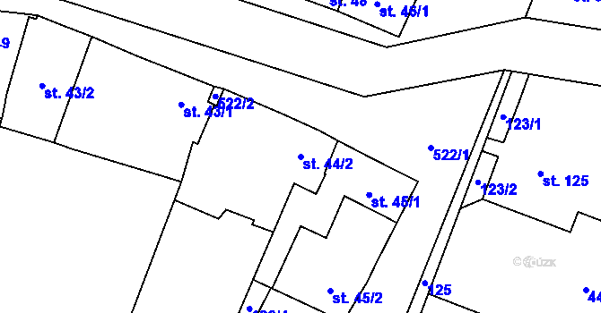 Parcela st. 44/2 v KÚ Loučany na Hané, Katastrální mapa