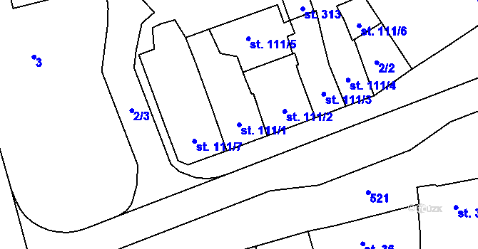 Parcela st. 111/1 v KÚ Loučany na Hané, Katastrální mapa