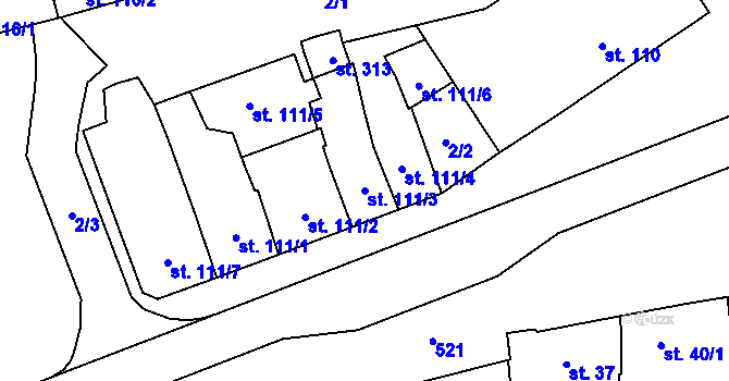 Parcela st. 111/3 v KÚ Loučany na Hané, Katastrální mapa