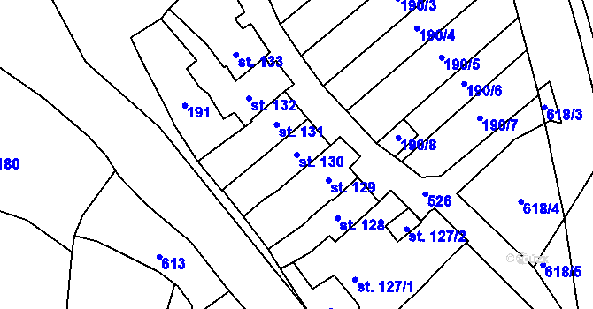 Parcela st. 130 v KÚ Loučany na Hané, Katastrální mapa