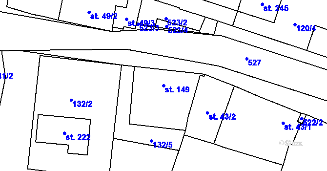 Parcela st. 149 v KÚ Loučany na Hané, Katastrální mapa