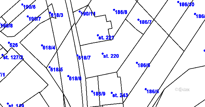 Parcela st. 220 v KÚ Loučany na Hané, Katastrální mapa