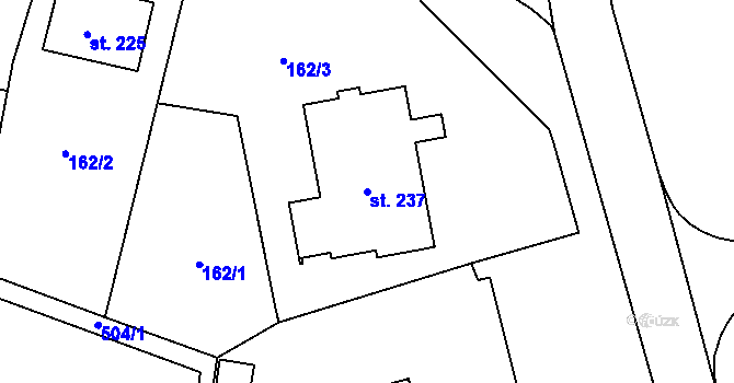Parcela st. 237 v KÚ Loučany na Hané, Katastrální mapa