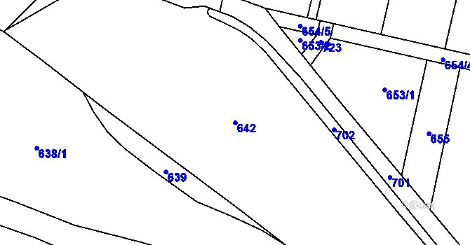 Parcela st. 642 v KÚ Loučany na Hané, Katastrální mapa
