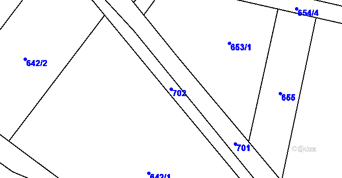 Parcela st. 702 v KÚ Loučany na Hané, Katastrální mapa
