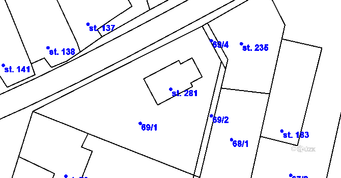 Parcela st. 281 v KÚ Loučany na Hané, Katastrální mapa