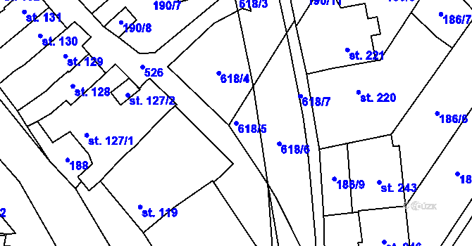 Parcela st. 618/5 v KÚ Loučany na Hané, Katastrální mapa
