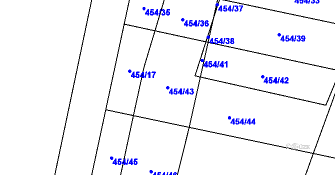 Parcela st. 454/43 v KÚ Loučany na Hané, Katastrální mapa
