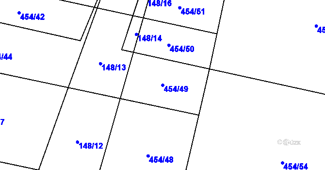Parcela st. 454/49 v KÚ Loučany na Hané, Katastrální mapa