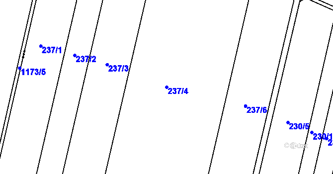 Parcela st. 237/4 v KÚ Loučany na Hané, Katastrální mapa