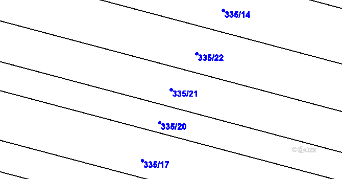 Parcela st. 335/21 v KÚ Loučany na Hané, Katastrální mapa