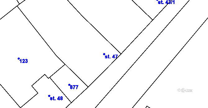 Parcela st. 47 v KÚ Loučeň, Katastrální mapa