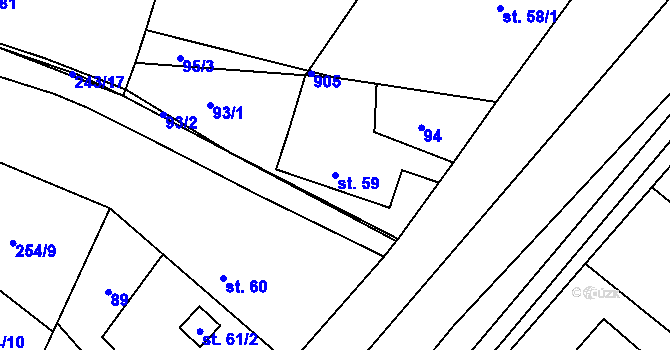 Parcela st. 59 v KÚ Loučeň, Katastrální mapa