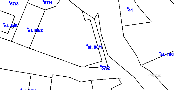 Parcela st. 98/1 v KÚ Loučeň, Katastrální mapa